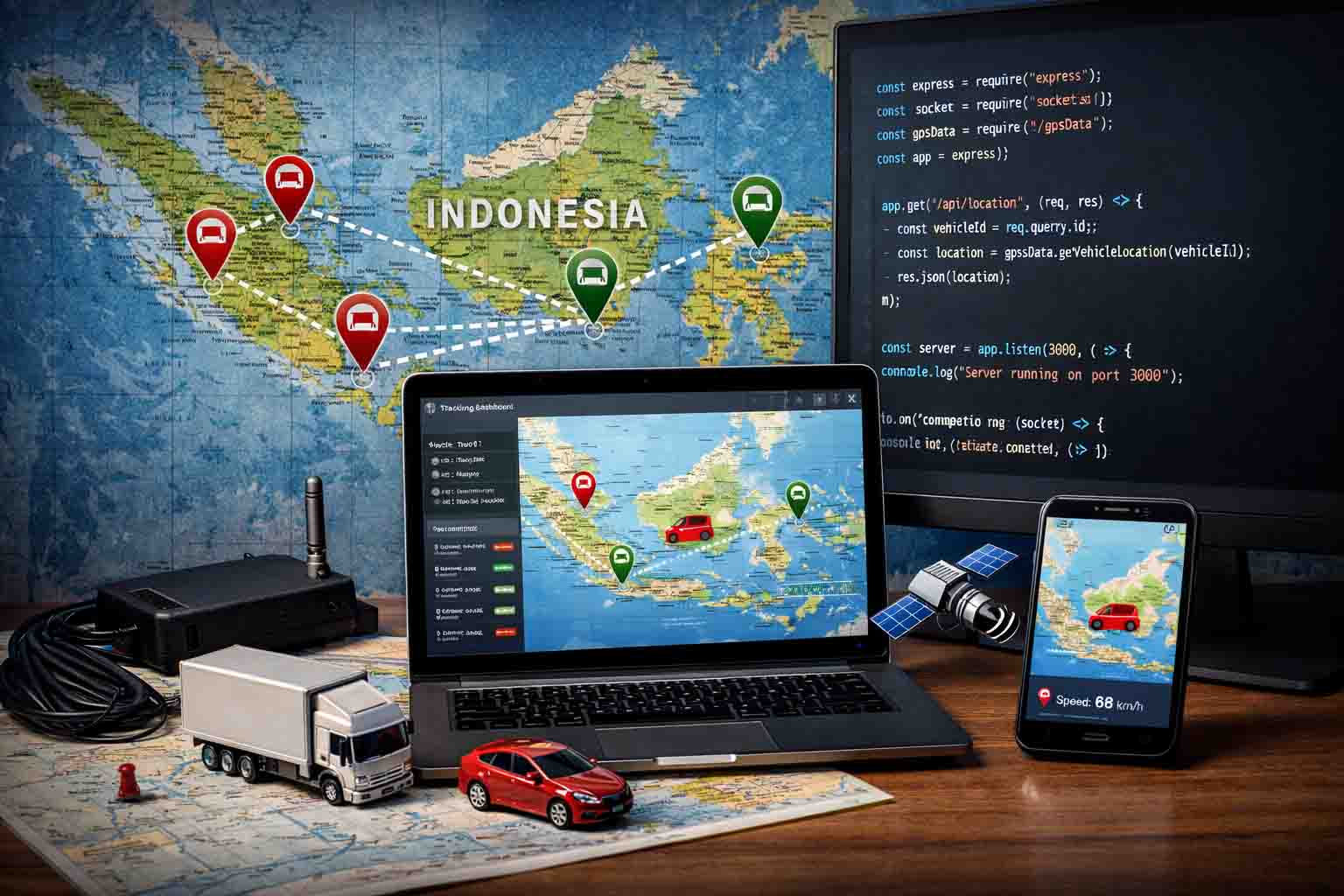 Dashboard analitik dan peta tracking SpeedoTrack